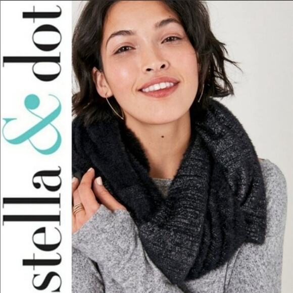 Stella & Dot Metallic Multi-Way Snap Scarf Black & Gray - Picture 2 of 11